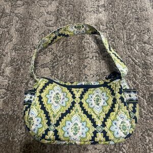 Vera Bradley Mini Shoulder Bag in Navy, Lime & Light Blue Floral Pattern